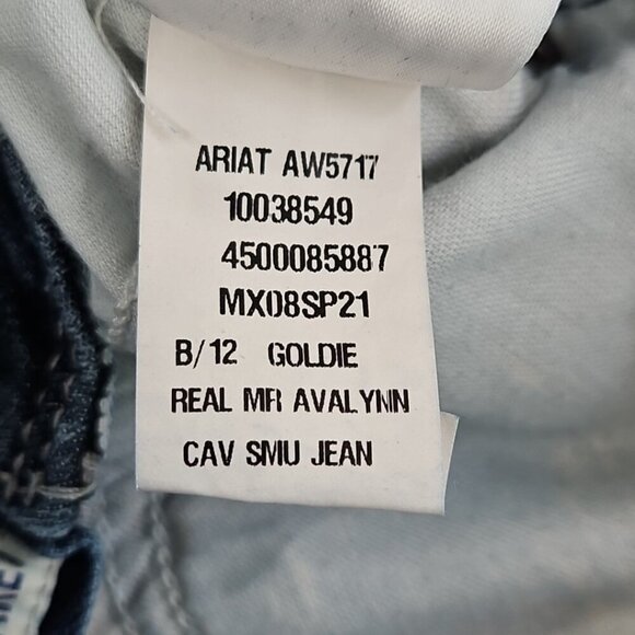 Ariat Real Denim Women's Jeans Size 28R Med Wash Flair Leg Raw Hem Heavy Stitch - Picture 15 of 16